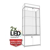 Teda Camlı Vitrin - Camlı Dolap - Camlı Koleksiyon Vitrini - Cam Raf - Kurulu Ürün 200x80x40