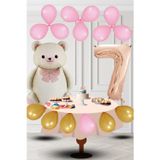 Tedaks 7 Yaş Retro Folyo Krem Ayıcık Pembe Gold Balon Rose Gold Rakam Doğum Günü Süsleme