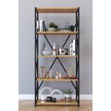 Tedarik Center Modern Tasarımlı 5 Raflı Metal Kitaplık Meşe Renk 60x30x150 cm Ofis Rafı