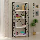Tedarikcenter 5 Raflı Metal Kitaplık Modern Kitaplık Ofis Rafı Çok Amaçlı Metal Raf - Beyaz