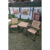 Tedarikcenter Metal Iskeletli Bistro Set Bahçe Mobilyası 3 Lü Set Piknik Kamp Sandalyesi Katlanır Masa Balkon