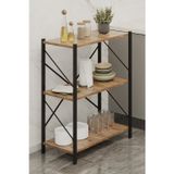 Tedarikcenter Metal Kitaplık 3 Raflı Çok Amaçlı Dosya Kitap Rafı Ofis Salon Raf 76 Cm Çam