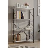 Tedarikcenter Metal Kitaplık 4 Raflı Ofis Kitaplığı Kitap Dosya Rafı 112 Cm Beyaz