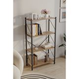 Tedarikcenter Metal Kitaplık 4 Raflı Ofis Kitaplığı Kitap Dosya Rafı 112 Cm Çam