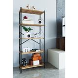 Tedarikcenter Metal Kitaplık 5 Raflı Çok Amaçlı Dosya Kitap Rafı Ofis Salon Raf 150 Cm Çam