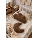 Teddy Moon Ay Yastık Ve Bulut Bebek Çocuk Odası Aksesuarı, 2'Li Set, Kahverengi