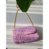 Teddy Peluş Omuz Çantası Pembe - 24x8x17h 50 cm Zincir - Açık Pembe