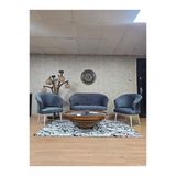Teddy Takım Beyaz Boyalı Sivriltme Ayak Çay Seti Koltuk - Berjer , Balkon, Salon, Ofis Füme Renk 40 X 125 Boyut/Ebat