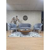 Teddy Takım Beyaz Boyalı Sivriltme Ayak Çay Seti Koltuk - Berjer , Balkon, Salon, Ofis Gri Renk 40 x 125 Boyut/ebat - Çok Renkli