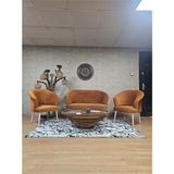Teddy Takım Beyaz Boyalı Sivriltme Ayak Çay Seti Koltuk - Berjer , Balkon, Salon, Ofis Kiremit Renk 40 x 125 Boyut/ebat - Çok Renkli