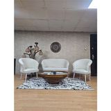 Teddy Takım Beyaz Boyalı Sivriltme Ayak Çay Seti Koltuk - Berjer , Balkon, Salon, Ofis Krem Renk 40 x 125 Boyut/ebat - Çok Renkli