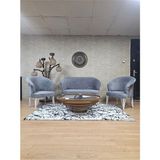 Teddy Takım Beyaz Boyalı Telli Ayak Çay Seti Koltuk - Berjer , Balkon, Salon, Ofis Gri Renk 40 x 125 Boyut/ebat - Çok Renkli