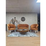 Teddy Takım Beyaz Boyalı Telli Ayak Çay Seti Koltuk - Berjer , Balkon, Salon, Ofis Kiremit Renk 40 x 125 Boyut/ebat - Çok Renkli