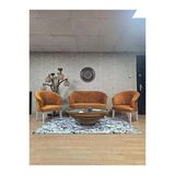 Teddy Takım Beyaz Boyalı Telli Ayak Çay Seti Koltuk - Berjer , Balkon, Salon, Ofis Kiremit Renk 40 X 125 Boyut/Ebat