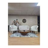 Teddy Takım Beyaz Boyalı Telli Ayak Çay Seti Koltuk - Berjer , Balkon, Salon, Ofis Krem Renk 40 X 125 Boyut/Ebat