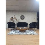 Teddy Takım Krom Kaplama Telli Ayak Çay Seti Koltuk - Berjer , Balkon, Salon, Ofis Siyah Renk 40 x 125 Boyut/ebat - Çok Renkli