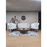 Teddy Takım Siyah Boyalı Sivriltme Ayak Çay Seti Koltuk - Berjer , Balkon, Salon, Ofis Krem Renk 40 x 125 Boyut/ebat - Çok Renkli
