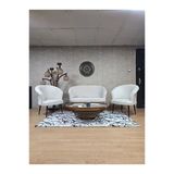 Teddy Takım Siyah Boyalı Sivriltme Ayak Çay Seti Koltuk - Berjer , Balkon, Salon, Ofis Krem Renk 40 X 125 Boyut/Ebat