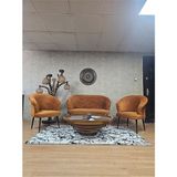 Teddy Takım Siyah Boyalı Sivriltme Ayak Çay Seti Koltuk - Berjer , Balkon, Salon, Ofis Turuncu Renk 40 x 125 Boyut/ebat - Çok Renkli