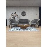 Teddy Takım Siyah Boyalı Telli Ayak Çay Seti Koltuk - Berjer , Balkon, Salon, Ofis Kahverengi Renk 40 x 125 Boyut/ebat - Çok Renkli