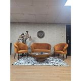 Teddy Takım Siyah Boyalı Telli Ayak Çay Seti Koltuk - Berjer , Balkon, Salon, Ofis Kiremit Renk 40 x 125 Boyut/ebat - Çok Renkli