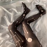 Teddy Wear Delikli Desenli Fileli Ithal Siyah Külotlu Çorap - Standart - 01-Siyah