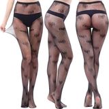 Teddy Wear Gothic Punk Desenli Fileli Ithal Siyah Külotlu Çorap - Standart - 0TB-Siyah