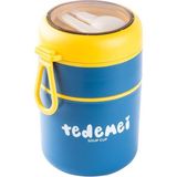 Tedemeı Mavı Paslanmaz Celık 2 Katlı Pembe-Yesıl Plastık Kasıklı Yemek Tasıma Kabı 710Ml