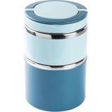 Tedemeı Mavi Paslanmaz Çelik 2 Katlı Yuvarlak Yemek Taşıma Kabı 930ML - 900 ml