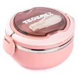 Tedemeı Pembe Paslanmaz Çelik Kaşıklı Yemek Taşıma Kabı 700ML - 700 ml