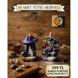Tedisanat Mini Ay Mini Mor Mantar Geri Akış Şelale Tütsülük 10 Adet Tütsü Hediyeli
