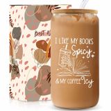 Teeglow Kitap Severler Hediyeler Fikir, Kitap Severler için Hediyeler, Okuyucu için hediyeler, 16 oz Kapaklı Cam Bardaklar Pipetler, Kitap Kulübü Kitap Hediyeleri, Kadınlar için Okuma Hediyeleri,