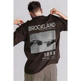Teenage Millionaire Erkek 1898 Brooklyn Kahverengi Oversize Salas Boyfriend T-Shirt - Koyu Kahve