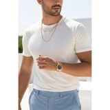Teenage Millionaire Erkek Beyaz Bisiklet Yaka Örme Triko Dokulu Düz Kısa Kol Regular Kalıp Tişört - 2XL
