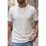 Teenage Millionaire Erkek Beyaz Henley Yaka Tişört Üç Düğmeli Patlı Fitilli Regular T-shirt