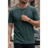 Teenage Millionaire Erkek Haki Henley Yaka Tişört Üç Düğmeli Patlı Fitilli Regular T-shirt