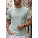 Teenage Millionaire Erkek Mint Henley Yaka Tişört Üç Düğmeli Patlı Fitilli Regular T-shirt