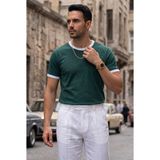 Teenage Millionaire Erkek Nefti Yeşil Renkli Tişört Bisiklet Yaka Kol Garnili Regular T-Shirt - XL