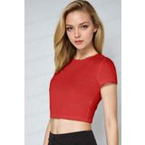Teenage Millionaire Kadın Kırmızı Bisiklet Yaka Kısa Kollu Fitilli Kaşkorse Crop Bluz