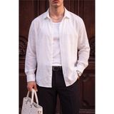 Teenage Millionaire Lizbon Erkek Beyaz Renkli Yarım Oversize Keten Gömlek - XL