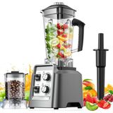 Teendow Stand Mikser, 1800W Smoothie Makinesi, 2,0 Litre Hazneli Masa Blender + 600 ml Kahve Öğütücü, Buz ve Dondurulmuş Meyveleri Kırmaya Uygun, Bpa Içermez (Gümüş) - Siyah