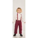 Teeny Weeny Erkek Çocuk Denim Pantolon Gömlek 3 Lü Alt Üst Takım (Askı Dahildir) - 7 - 8 Yaş - 12R-Bordo