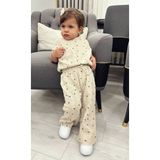 Teeny Weeny Yeni Sezon Kız Çocuk Desenli Örme Dokulu Alt Üst Takım - Bej - 4 - 5 Yaş
