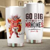 Teerabbit Patrick Mahomes II Tumbler - Go Big Or Go Mahomes - Kahve Çay Kupası Yalıtımlı Kapaklı Bardak - Doğum Günü, Şükran Günü, Futbol Taraftarları İçin Noel Günü Hediyeleri - 590 ml | Paslanmaz