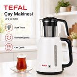 Tefal 1.9 L Kapasiteli Elektrikli Çay Makinesi Cam Demlikli Otomatik Çay Seti - Aile Boyu Hacim - Sağlıklı Cam Demlik, Damlatmaz Servis ve 360° Döner Taban - Beyaz