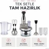 Tefal 1500 W Cam Hazneli Blender Seti, Buz Kırma Özelliği, Özel Dört Bıçak Teknolojisi, Mikser, Rende, Dilimleyici ve Geniş Karıştırma Kabı + Mutfaktartısı - Antrasit - Gri