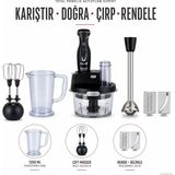 Tefal 1500 W Yüksek Performanslı Cam Hazneli Blender Seti, Sert Malzemelere Uygun Dört Bıçaklı Sistem, Çırpma, Doğrama, Rendeleme ve Dilimleme - Siyah