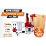 Tefal 1500W Çok Fonksiyonlu Blender Seti – Cam Hazneli, 1.5l + Karaca Kesme Tahtası Hediye - Kırmızı