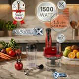 Tefal 1500W Yüksek Güç 1,5 Litre Cam Hazneli Buz Kırıcı Dilimleyici ve Rende 4 Bıçaklı Powelix Doğrayıcı Mutfak Robotu - Kırmızı