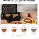 Tefal 1800 W Elektrikli Tost Makinesi ve Izgara, Pfoa Içermeyen Yapışmaz Plakalar, Otomatik Kapanma ve Isı Gösterge Işıkları ile Güvenli Kullanım - Gri